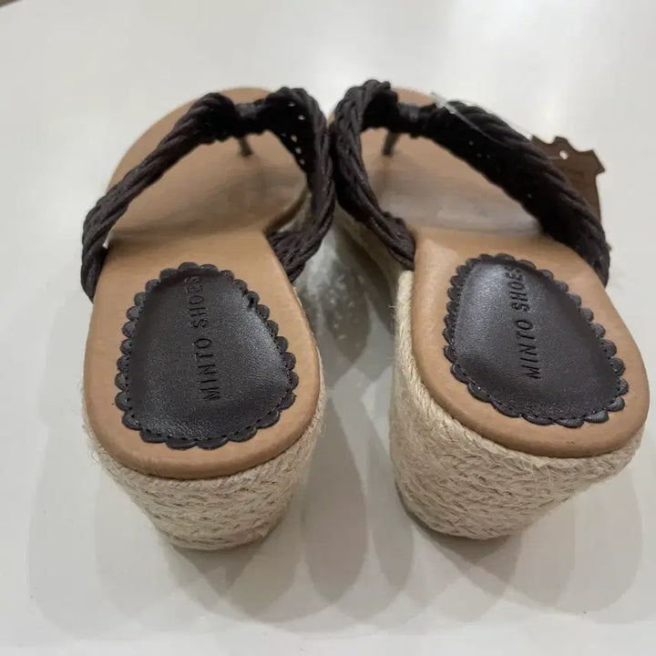 [BUNJANG] 6cm Wedge Heel Thong Sandals - Brown / 6cm웨지힐 쪼리
