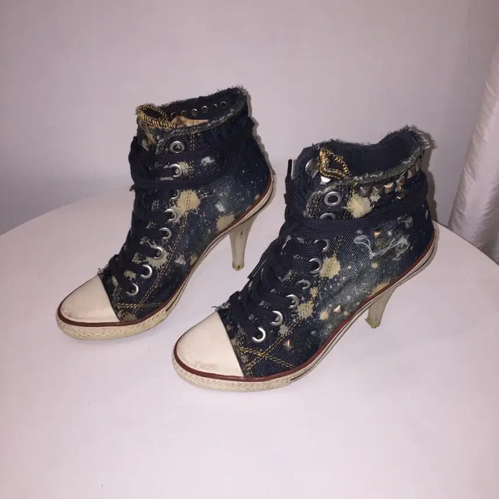 [BUNJANG] Ash Denim Studded Sneakers Heels / Ash 아쉬 데님 스터드 스니커즈 힐