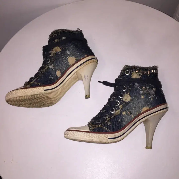 [BUNJANG] Ash Denim Studded Sneakers Heels / Ash 아쉬 데님 스터드 스니커즈 힐