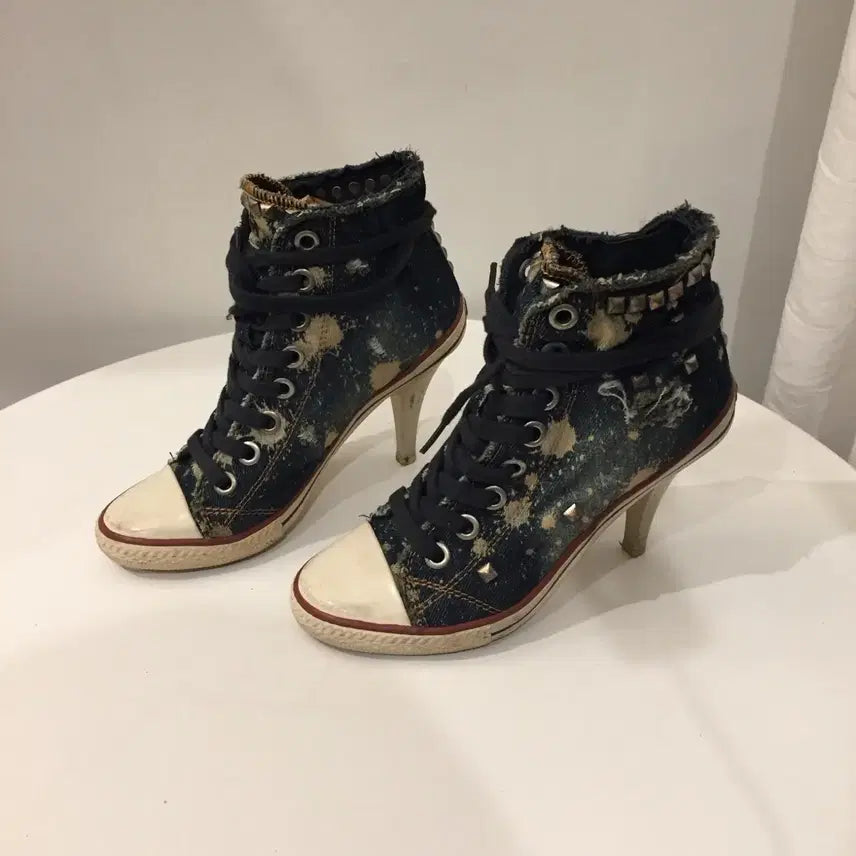 [BUNJANG] Ash Denim Studded Sneakers Heels / Ash 아쉬 데님 스터드 스니커즈 힐