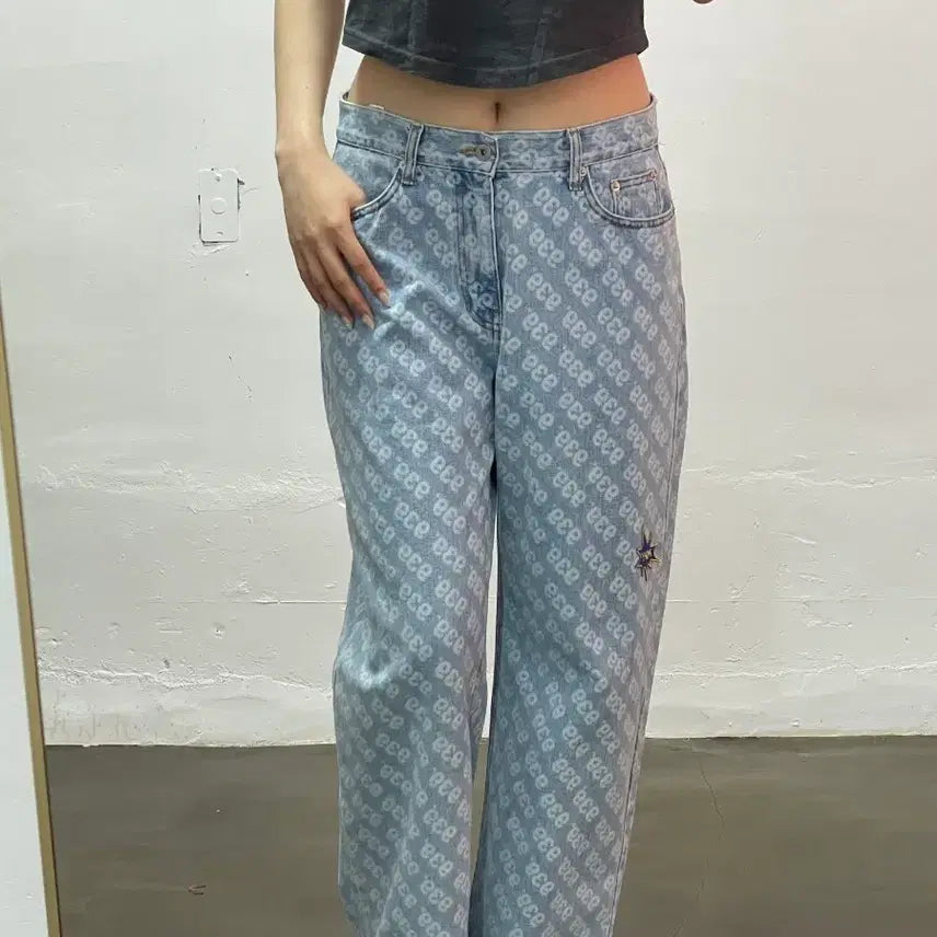 [BUNJANG] Archive Bold Denim Printed Jeans / 아카이브 볼드 데님 프린팅 청바지