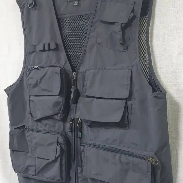 [BUNJANG] Multi-Pocket Mesh Vest - Gray, 3XL / 새상품) 12개 멀티포켓 여름 메쉬 조끼 그레이 낚시 등산 캠핑 오토바이