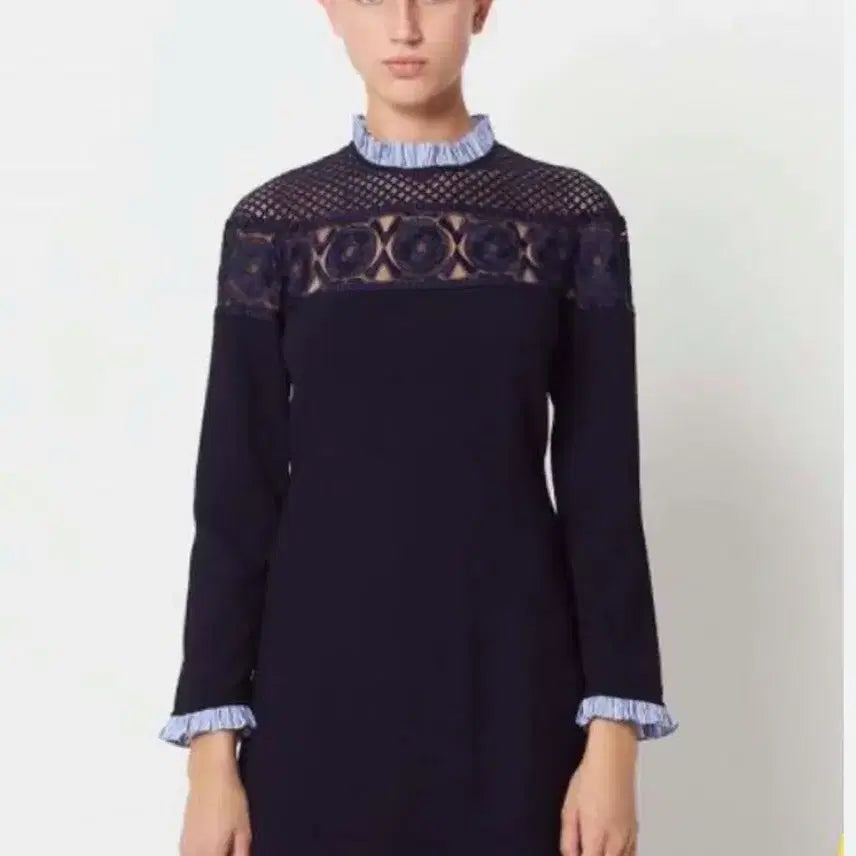 [BUNJANG] Sandro Navy Lace Dress / Sandro 산드로 네이비 레이스 원피스 39