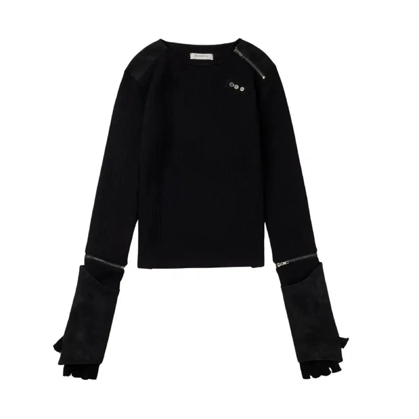 [BUNJANG] Bonie &amp; Kye Zipper Leather Top Black Size 2 / 보니앤키예 지퍼 레더 탑 블랙 2사이즈