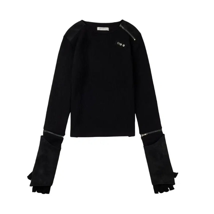 [BUNJANG] Bonie &amp; Kye Zipper Leather Top Black Size 2 / 보니앤키예 지퍼 레더 탑 블랙 2사이즈