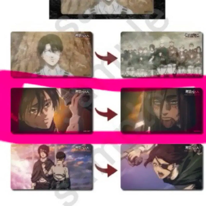 [BUNJANG] Canime Attack on Titan Eren Mikasa Lenticular Sticker / 진격의 거인 에렌 미카사 에렌미카 렌티큘러 카드 스티커 canime