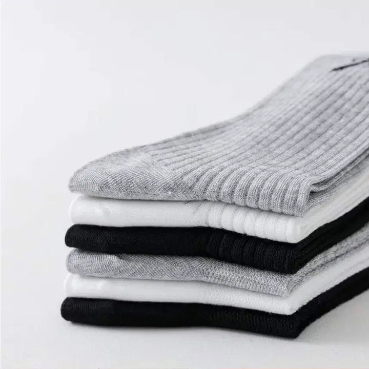 [BUNJANG] Ribbon Embroidered Ribbed Socks (Black/White/Grey) / 리본 자수 골지 양말 블랙/화이트/그레이