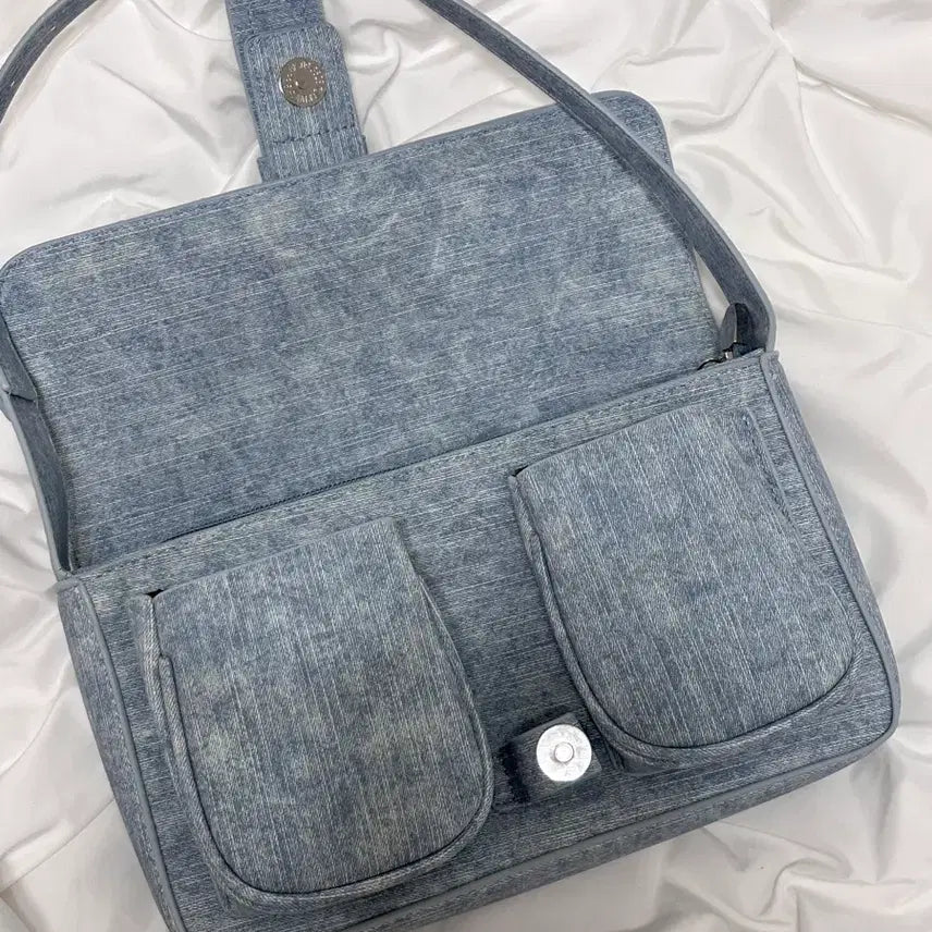 [BUNJANG] Denim Buckle Shoulder Bag / 데님 버클 숄더백