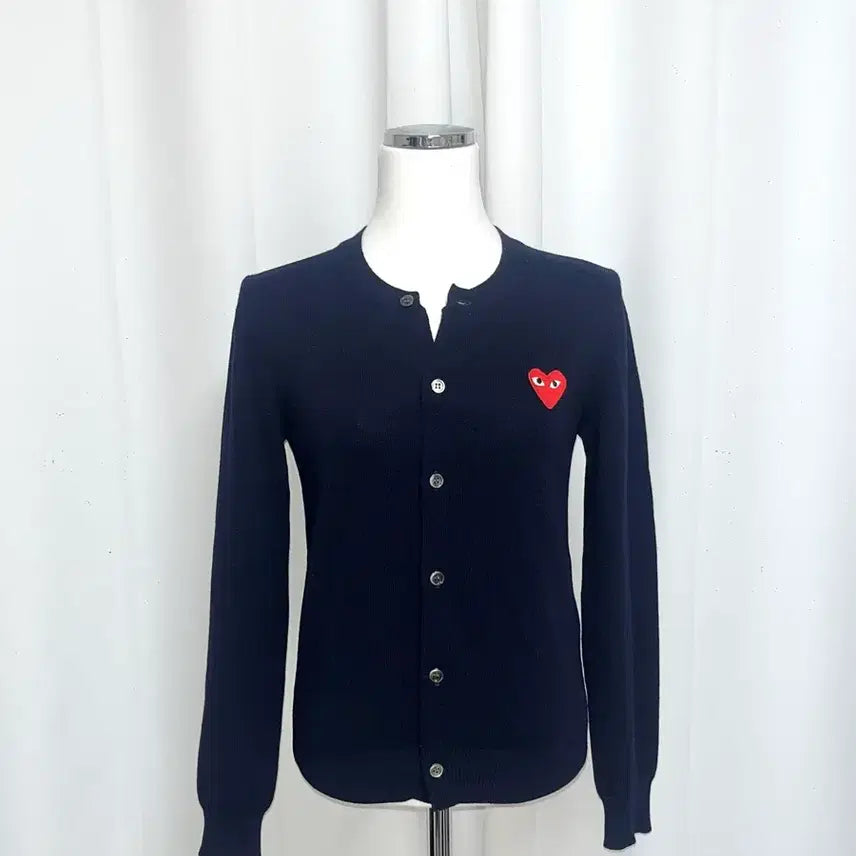 [BUNJANG] Comme des Garçons Red Heart Logo Cardigan / 꼼데가르송 레드 하트 와펜 가디건