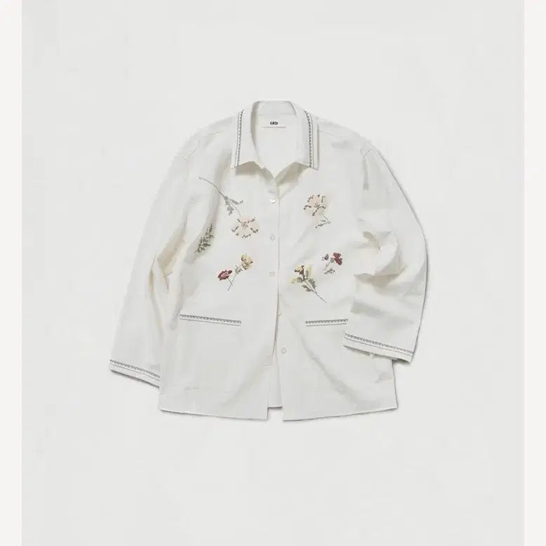 [BUNJANG] GED Embroidered Shirt Jacket White / GED 자수 셔츠 자켓 화이트