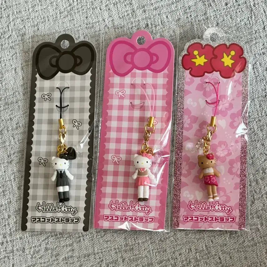 [BUNJANG] Hello Kitty Long-Legged Cell Phone Strap (Tanning Kitty) / 롱다리 헬로키티 핸드폰줄 스트랩 태닝키티 핑크 블랙 새상품