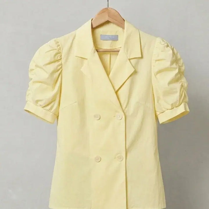 [BUNJANG] Yellow Puff Sleeve Blouse Jacket / 새상품 옐로우 퍼프 반팔 블라우스겸자켓