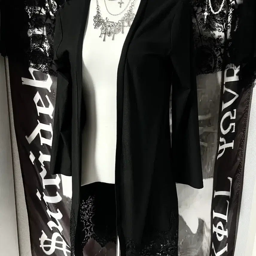 [BUNJANG] Cecil McBee Gothic Lace Long Cardigan / CecilMcBee 세실맥비 고딕 레이스 롱 가디건 고스로맨틱아방가르드