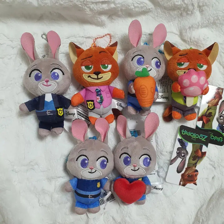[BUNJANG] Disney Zootopia Nick Wilde &amp; Judy Hopps Plush Keychains (Set) / 디즈니 주토피아1,2_닉주디 닉 주디 인형 키링