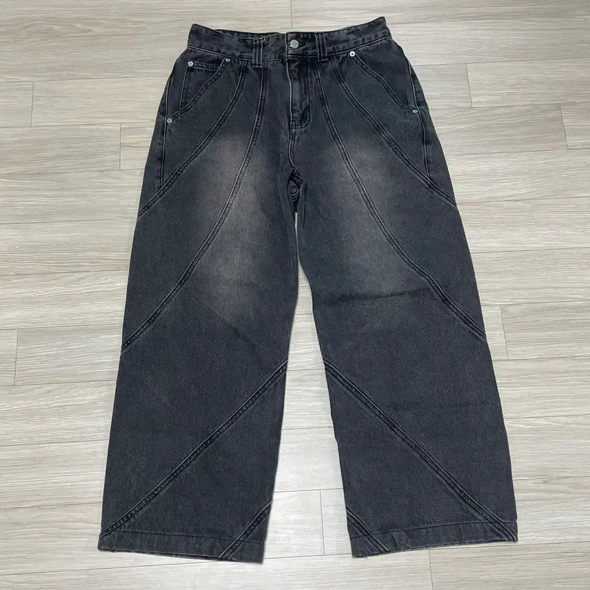 [BUNJANG] Washed Wide Denim Pants / 워싱 와이드 데님팬츠