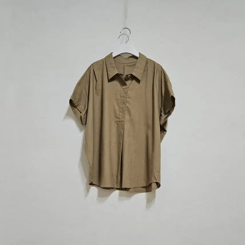 [BUNJANG] Linen Boxy Shirt - Beige Brown / 린넨 박시 남방