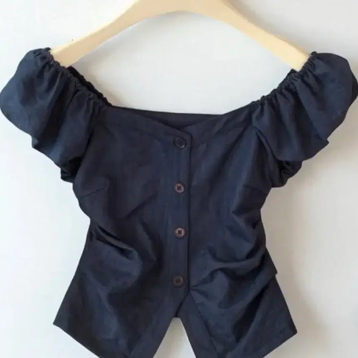 [BUNJANG] Denim Off-Shoulder Blouse / 데님 오프숄더 블라우스