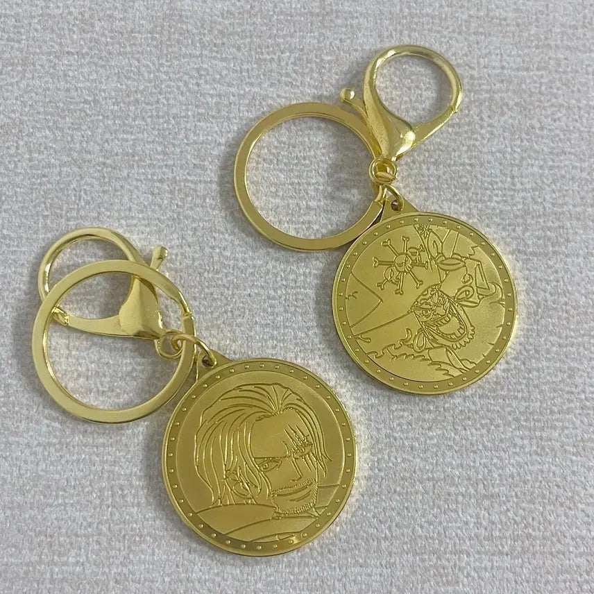 [BUNJANG] One Piece Gold Medal Keychain Set (Unsealed) / 원피스 골드메달 키링 단순개봉 2개 일괄