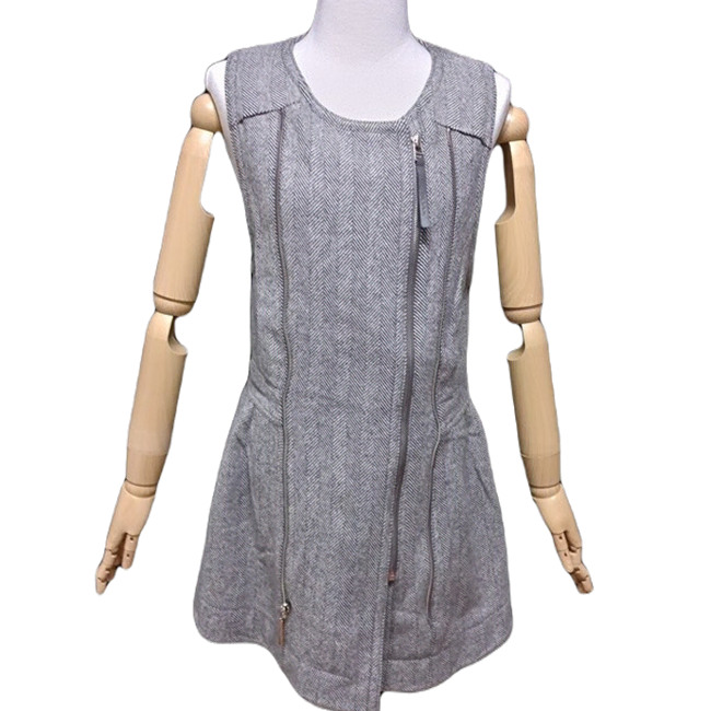[BUNJANG] Objet Herringbone Wool Sleeveless Mini Dress / 오브제 헤링본 정품 여자 이중시퍼 여성 모직 민소매티셔츠원피스85-96