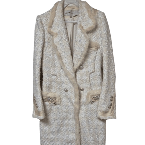 [BUNJANG] Objet Mink Fur Silk Tweed Double Coat Jacket / 오브제 밍크퍼 정품 실크 여자 겨울용 여성 트위드더블코트자켓82-94