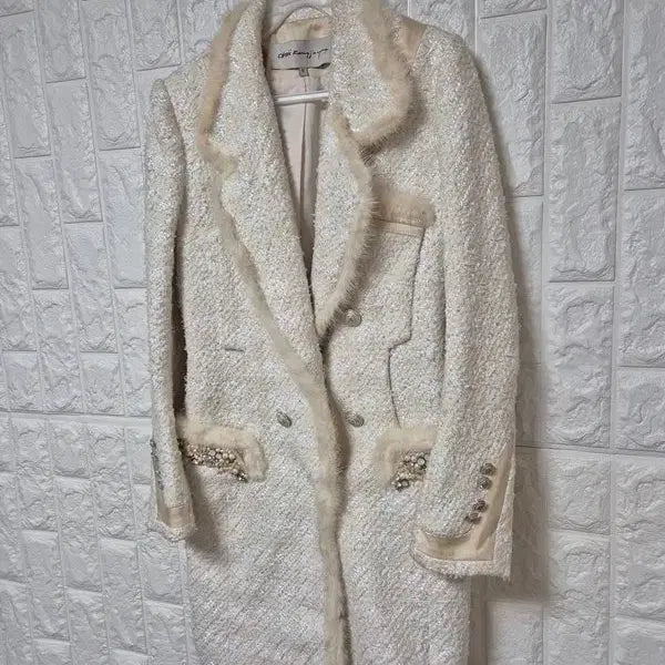 [BUNJANG] Objet Mink Fur Silk Tweed Double Coat Jacket / 오브제 밍크퍼 정품 실크 여자 겨울용 여성 트위드더블코트자켓82-94