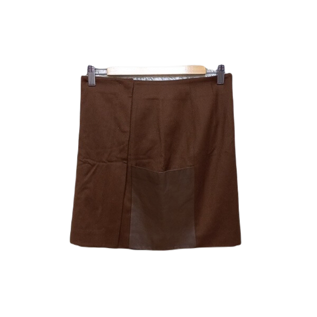[BUNJANG] MICHAA Genuine Leather &amp; Cashmere Blend Wool Midi Skirt / 미샤MICHAA 양가죽배색 정품 캐시미어 여성여자모직스커트치마70-91