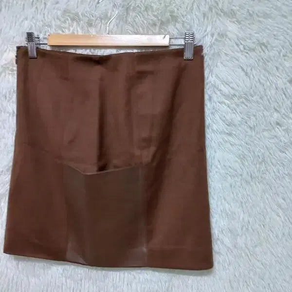 [BUNJANG] MICHAA Genuine Leather &amp; Cashmere Blend Wool Midi Skirt / 미샤MICHAA 양가죽배색 정품 캐시미어 여성여자모직스커트치마70-91