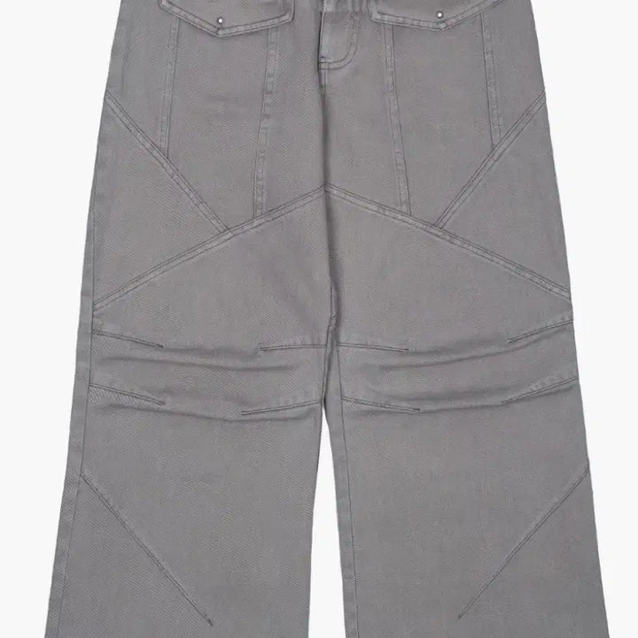 [BUNJANG] Washing Panel Stitch Pants Grey / 러프넥 워싱 패널 스티치 팬츠 그레이 washing panel