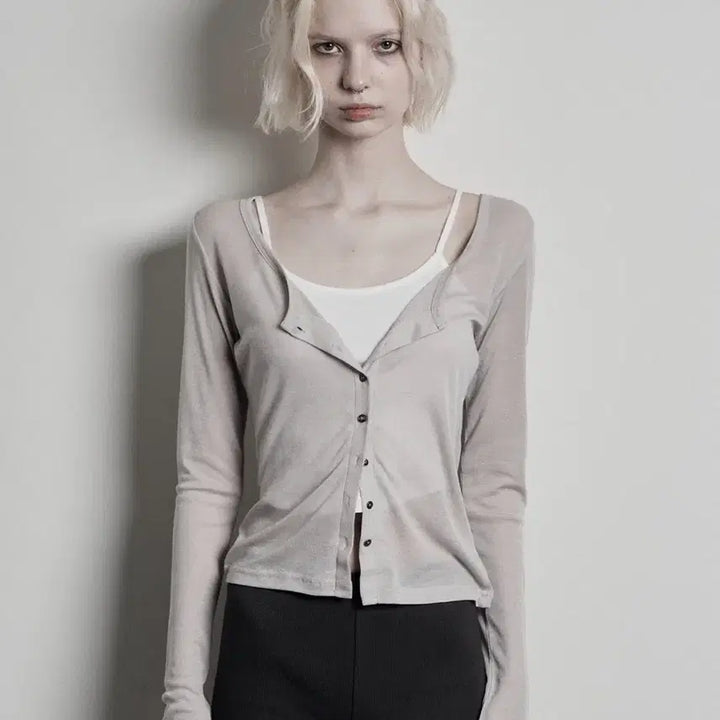 [BUNJANG] Bohemian Seoul BASIC SCOOPED BUTTON CARDIGAN / 보헤미안서울 BASIC SCOOPED BUTTON CARDIGAN, BE