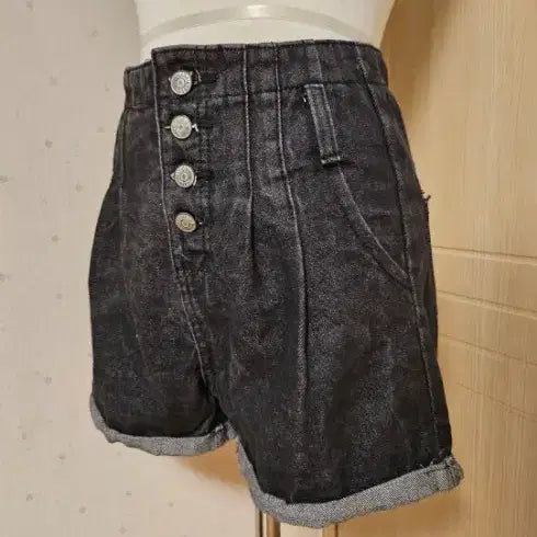 [BUNJANG] Pintuck Denim Shorts (Black-Blue) / [핀턱데님쇼츠(흑청)] pt 반바지