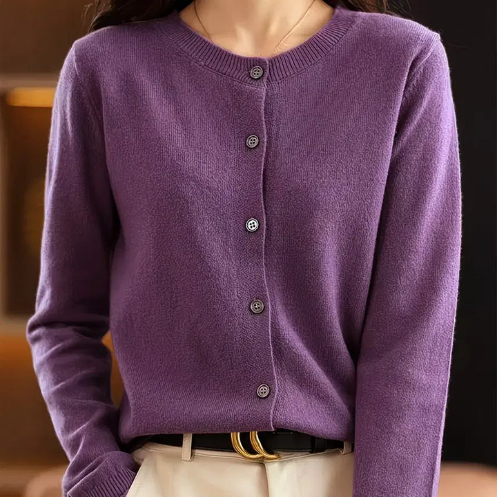 [BUNJANG] Basic Round Neck Purple Cardigan / 베이직 라운드넥 퍼플 가디건 (새제품)