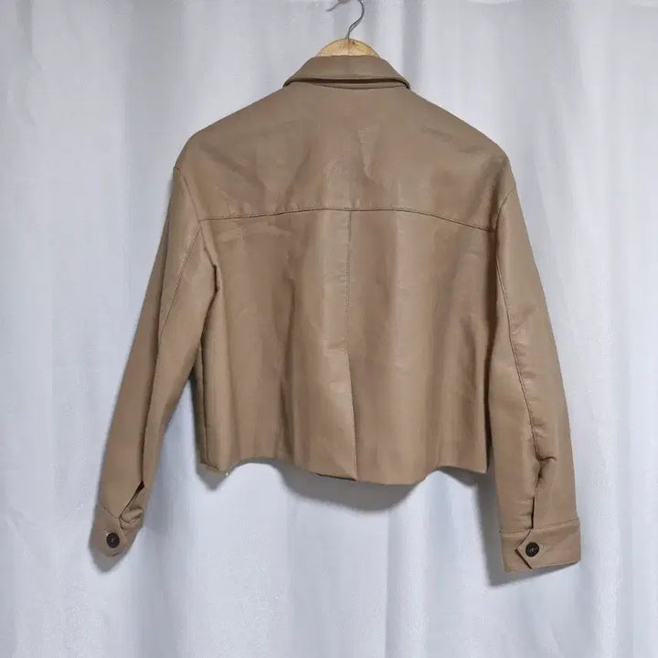 [BUNJANG] Lemui Beige Eco-Leather Cropped Jacket / lemui 르뮈 베이지 에코레더 크롭 자켓