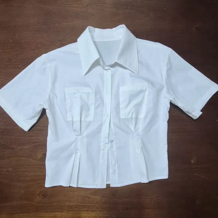 [BUNJANG] White Short Sleeve Pintuck Shirt / 화이트 반팔 핀턱 셔츠