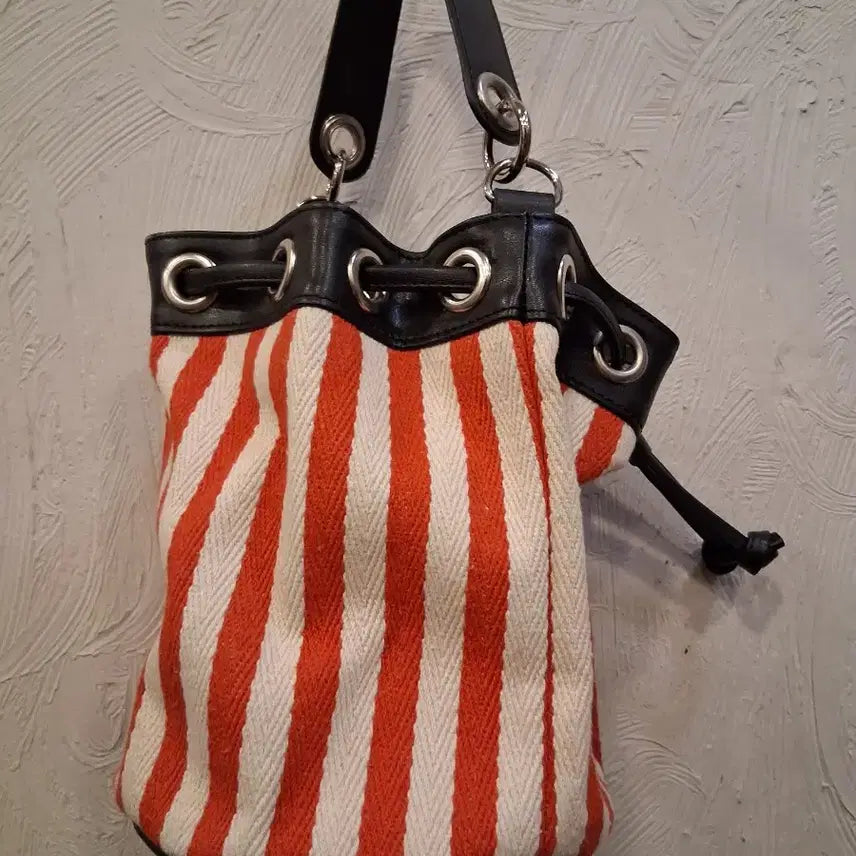 [BUNJANG] W.ANGLE Striped Bucket Shoulder Bag / W.ANGLE 스트라이프 버킷백 숄더백