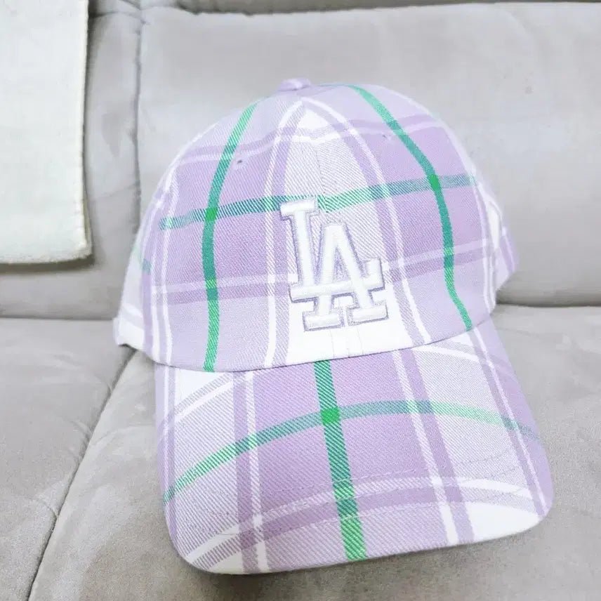 [BUNJANG] MLB Purple Check Ball Cap / mlb 보라체크 볼캡