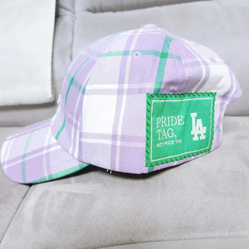 [BUNJANG] MLB Purple Check Ball Cap / mlb 보라체크 볼캡