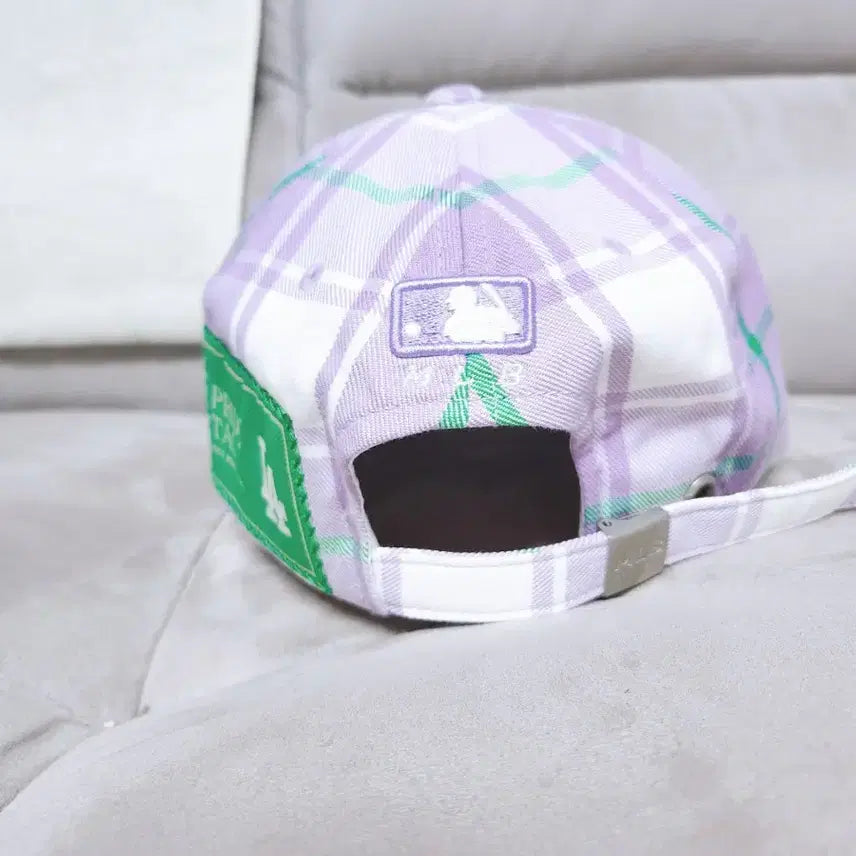 [BUNJANG] MLB Purple Check Ball Cap / mlb 보라체크 볼캡