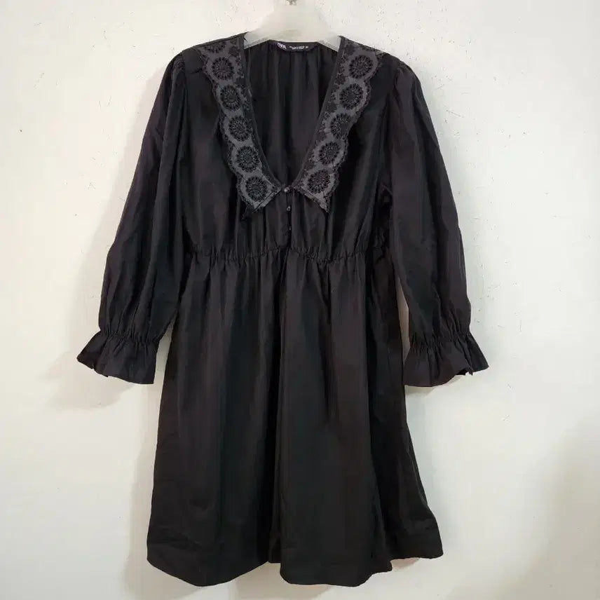[BUNJANG] Zara Black Lace Collar Dress / 자라 블랙 레이스 칼라 원피스