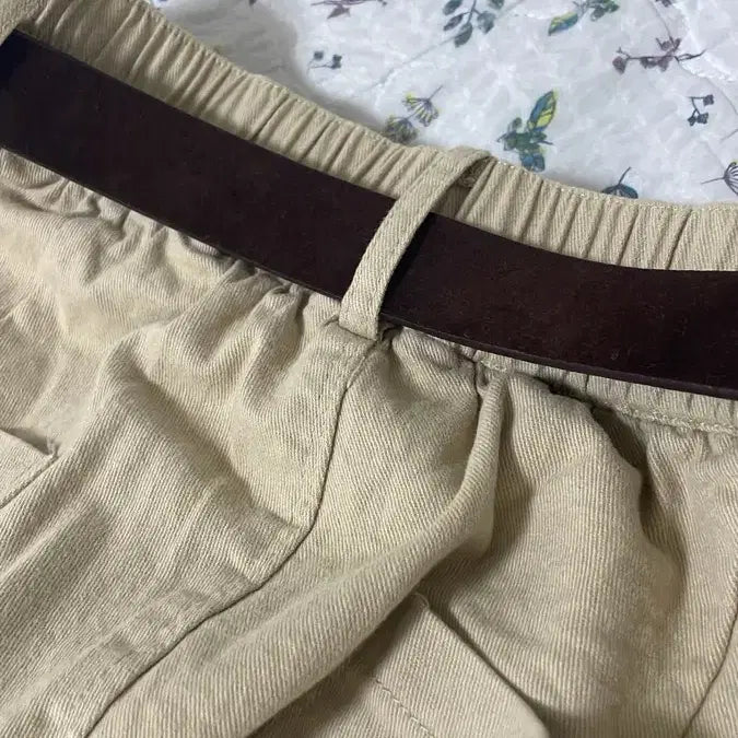[BUNJANG] Beige Cotton Pants with Belt Set (New) / 베이지 면바지 벨트 세트(새제품)