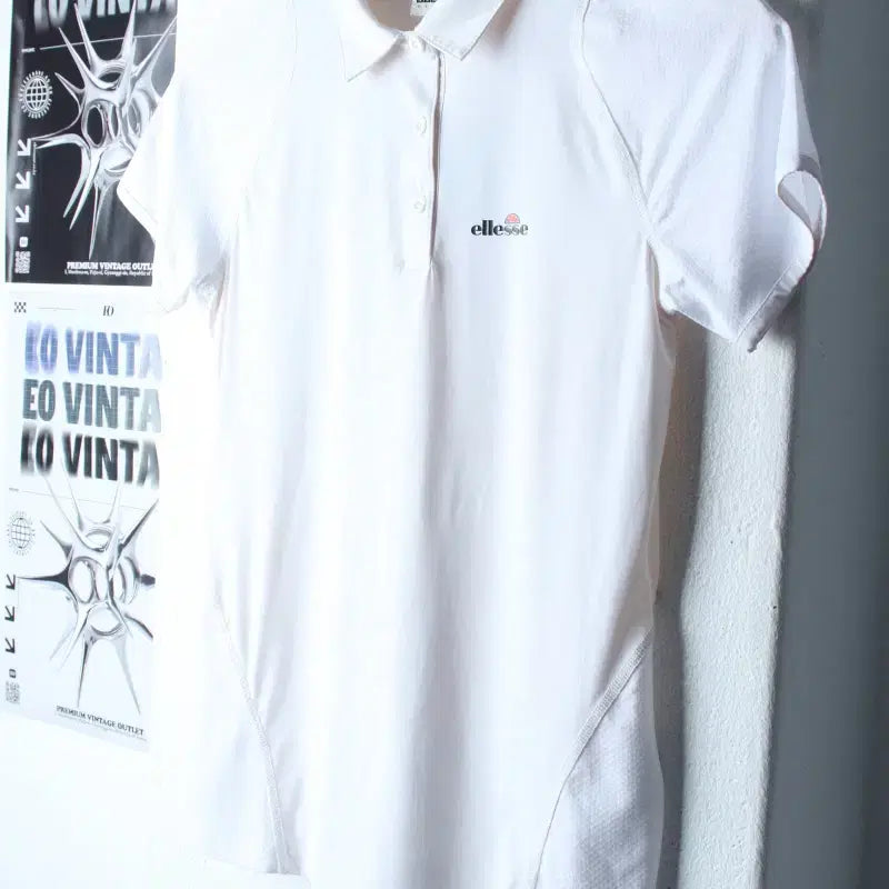 [BUNJANG] W-SM Elesse Functional Mesh Mix Collar T-Shirt White / W(S-M) 엘레쎄 반팔 카라 티셔츠 기능성 매쉬 믹스 화이트-76C2