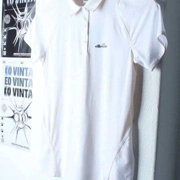 [BUNJANG] W-SM Elesse Functional Mesh Mix Collar T-Shirt White / W(S-M) 엘레쎄 반팔 카라 티셔츠 기능성 매쉬 믹스 화이트-76C2