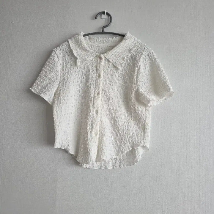 [BUNJANG] White Popcorn Short-Sleeve Blouse / 화이트 팝콘 반팔 블라우스