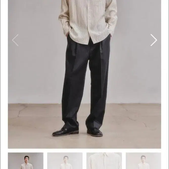 [BUNJANG] Artifacts Stripe Shirt Cream/Charcoal (L) / 아트이프액츠 스트라이프 셔츠 크림/차콜(L)