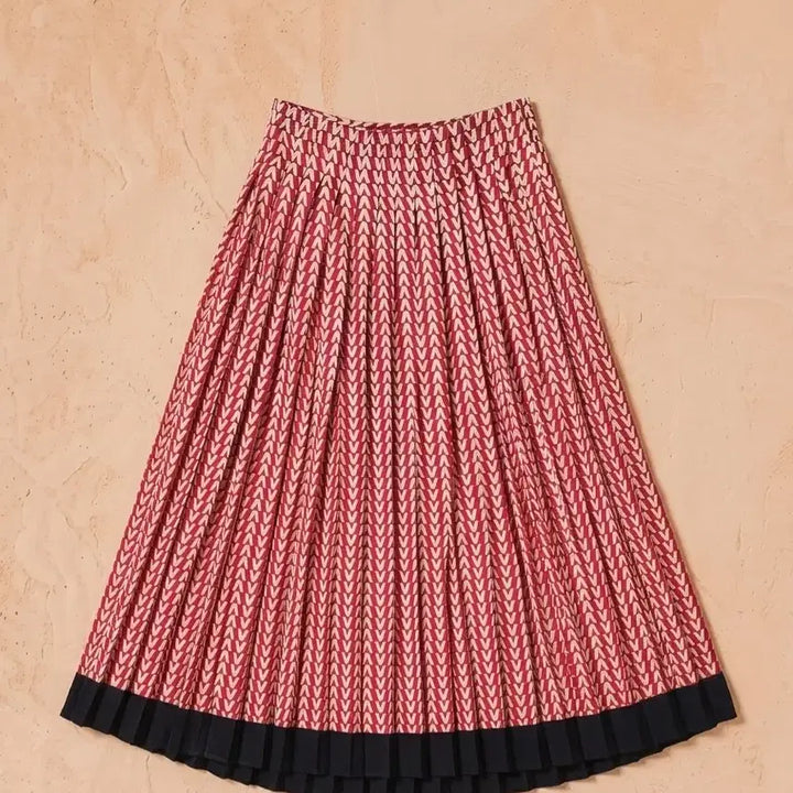 [BUNJANG] Patterned Long Pleated Skirt / 새상품 패턴 롱 플리츠 스커트