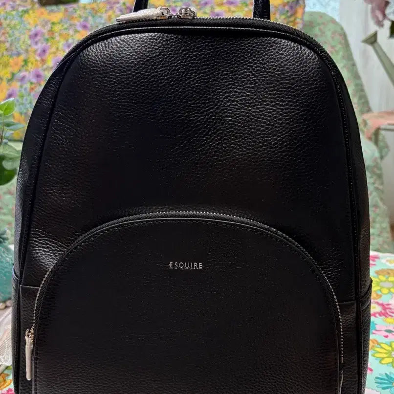 [BUNJANG] Esquire Black Leather Backpack / 새상품 급처) 에스콰이어 가죽 가방