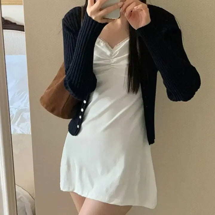 [BUNJANG] Kkomi Go Shirring Mini Dress Black / [미개봉 새상품]꼰미고 셔링 미니원피스 블랙