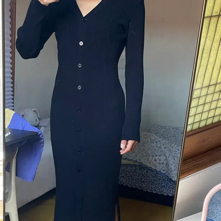 [BUNJANG] Knit Long Dress Cardigan / 니트 롱원피스 가디건