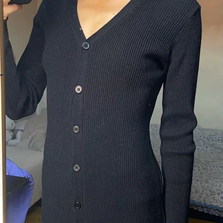 [BUNJANG] Knit Long Dress Cardigan / 니트 롱원피스 가디건