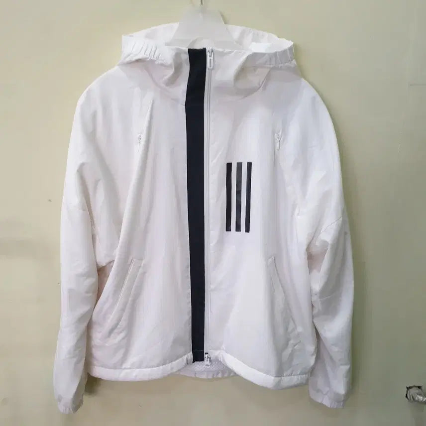 [BUNJANG] Adidas White Hooded Windbreaker Jacket (M) / [ M ] 아디다스 화이트 후드 바람막이