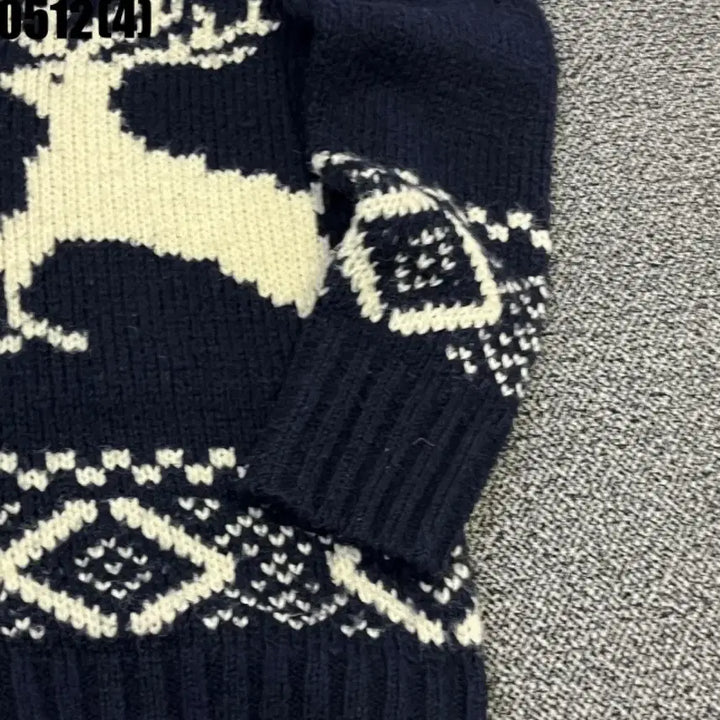[BUNJANG] SPAO Deer Pattern Knit Cardigan Navy XL / 스파오 사슴 패턴 니트 가디건 네이비 XL | 0512
